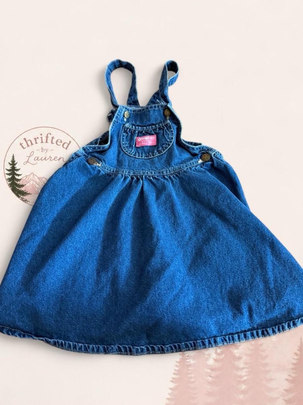 Vintage OshKosh B’gosh Denim Jumper Dress Girls Size 6X Blue